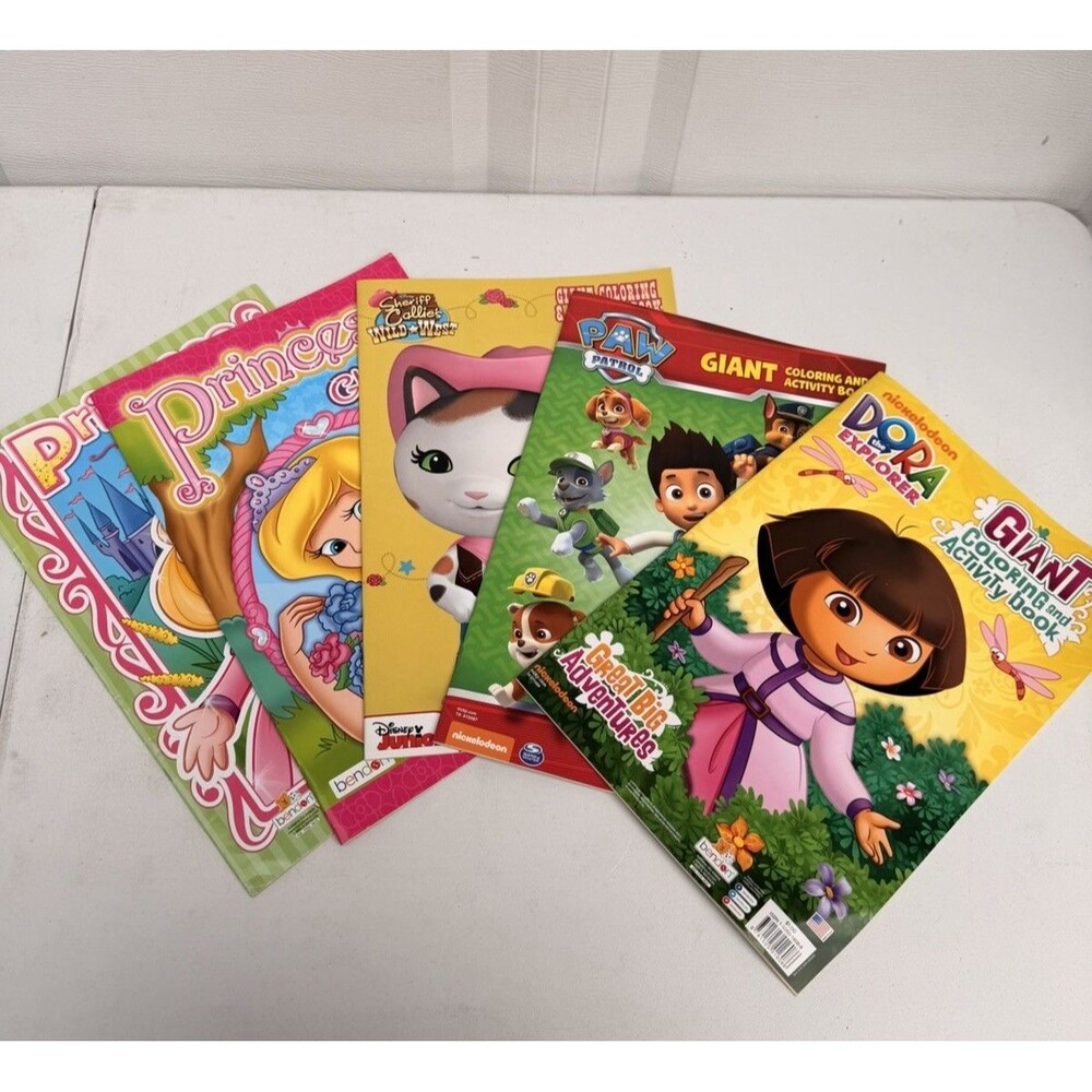2014-2015 Bendon Giant Coloring Activity Books Lot of 5 Dora Paw Patrol Disney